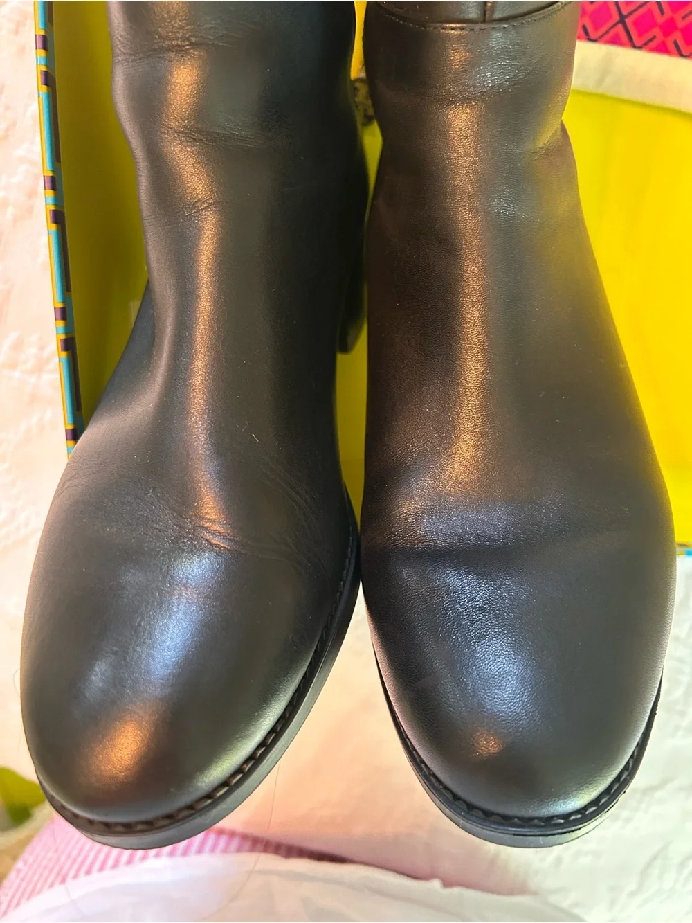 Tory Burch Black Over-the-Knee Leather Boots